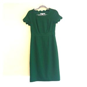 Boden Kelly Green Scallop Sheath Midi Dress 4L